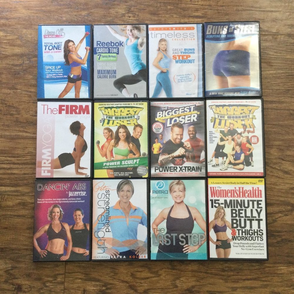 12 Exercise Fitness Workout DVDs Biggest Loser Firm Jazzercise Petra Dance